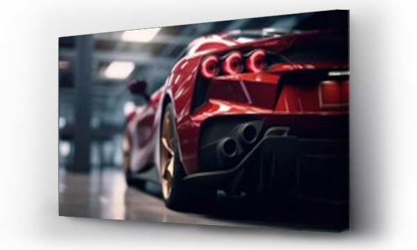 Wizualizacja Obrazu : #660857273 modern red sports car seen from the back side in garage