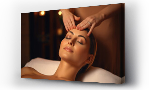 Wizualizacja Obrazu : #660914636 Face massage. Close-up of young woman getting spa massage treatment at beauty salon. Spa, skin and body care. Facial beauty treatment.