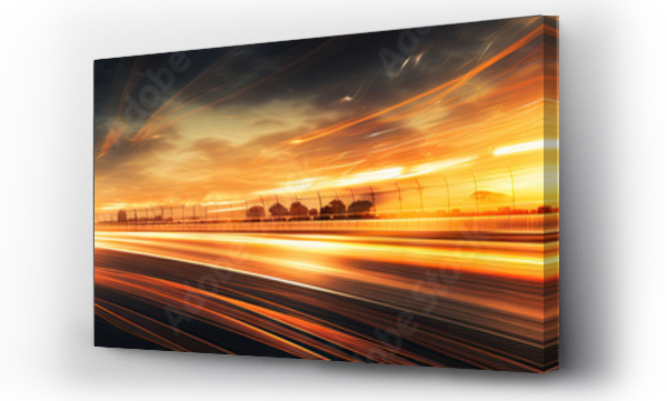 Wizualizacja Obrazu : #661018029 Speeding car on a racetrack, captured in a blur.