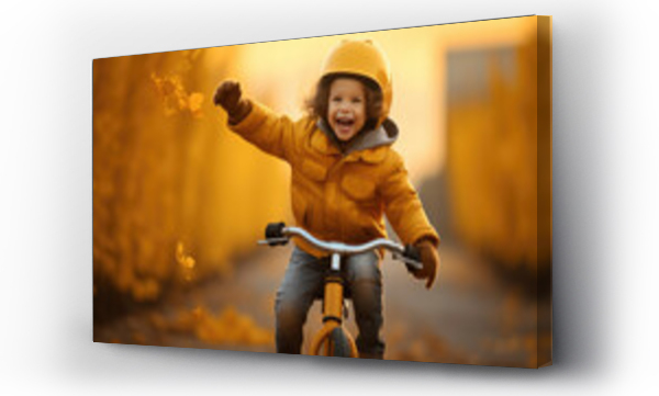 Wizualizacja Obrazu : #661300681 a kid is riding a bike with a yellow jacket