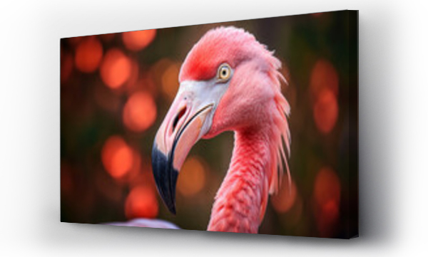 Wizualizacja Obrazu : #661309183 Head of pink flamingo bird on blurry background