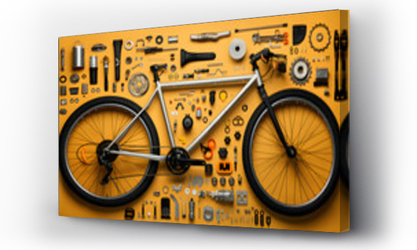 Wizualizacja Obrazu : #661315697 Top view of bicycle and its parts. Bike and parts of it, layout