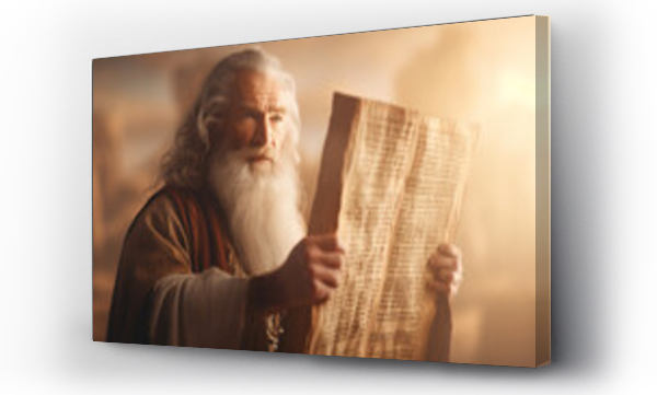 Wizualizacja Obrazu : #661604873 Moses holding the Ten Commandments, Biblical characters, blurred background