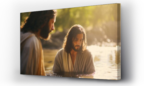 Wizualizacja Obrazu : #661605474 John the Baptist baptizing Jesus, Biblical characters, blurred background