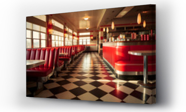 Wizualizacja Obrazu : #663092831 Swindon, Wiltshire, UK,American Eds diner with red decor.
