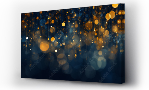 Wizualizacja Obrazu : #663539585 blue background with gold glitter bokeh effect, blue and gold, luxury, party, celebration, christmas, new year, birthday