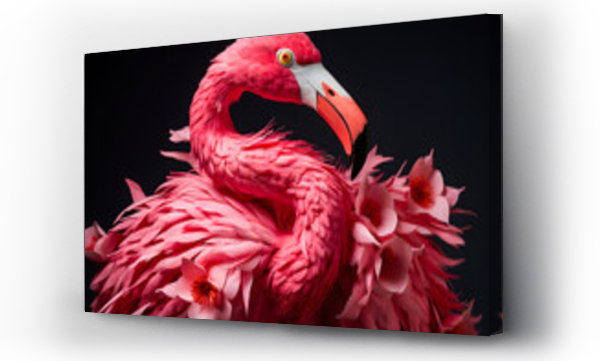 Wizualizacja Obrazu : #664201756 Pink flamingo in 3D style on a pink background, generative AI