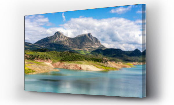 Wizualizacja Obrazu : #665104702 Picturesque view of mountain valley and lake in Zahara de la Sierra in Spain