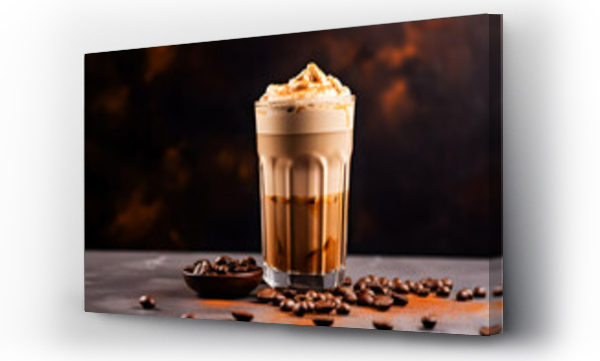 Wizualizacja Obrazu : #665566502 Modern Dalgona coffee on dark  background , generative ai.