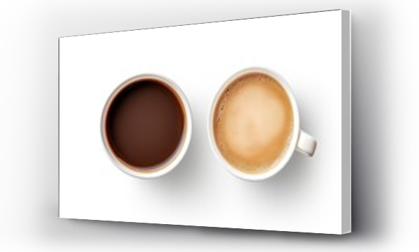 Wizualizacja Obrazu : #666533434 Top down view of two coffee cups positioned on white background