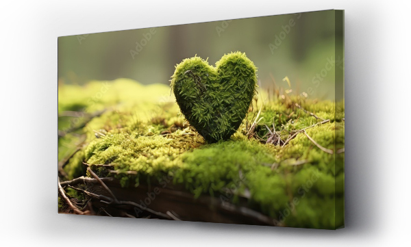 Wizualizacja Obrazu : #666561792 Forest Dig Cemetery, Funeral Background Closeup Of Wooden Heart On Moss