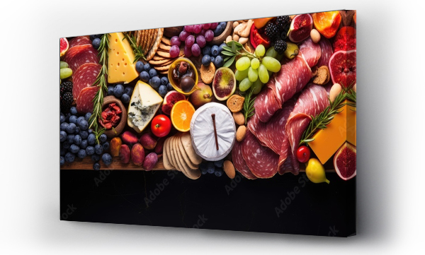 Wizualizacja Obrazu : #666904267 Colorful boards with fruit meat and cheese