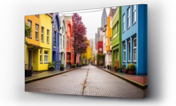 Wizualizacja Obrazu : #666943614 A city street with colorful urban architecture