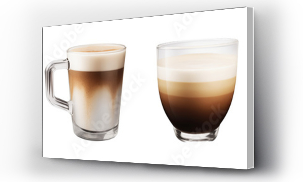 Wizualizacja Obrazu : #667077373 Set / Collection of ice caramel latte coffee and black amricano coffee cold isolated clipping path, cutout on transparent background PNG