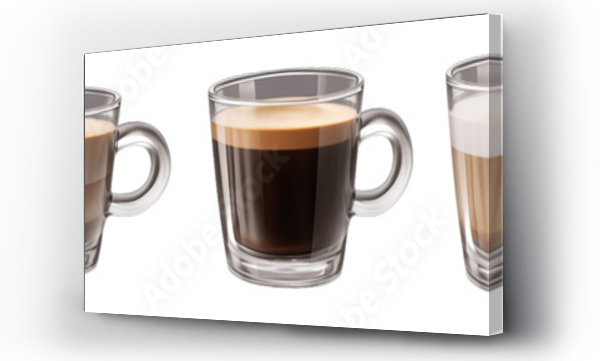 Wizualizacja Obrazu : #667078861 Set / Collection of ice caramel latte coffee and black americano coffee cold isolated clipping path, cutout on transparent background PNG
