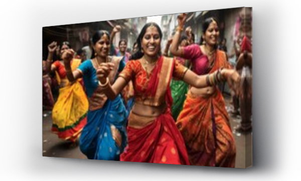Wizualizacja Obrazu : #667078918 Indian women dancing on the streets in traditional clothes