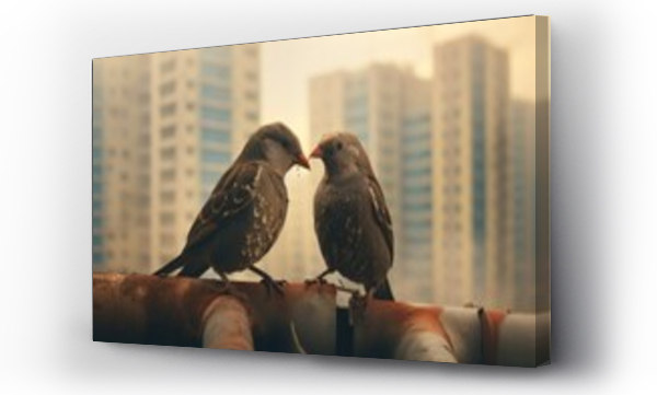 Wizualizacja Obrazu : #667091101 Sparrows surrounded by contaminated air in an urban environment