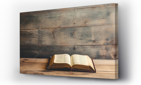Wizualizacja Obrazu : #667319430 Bible on table made of wood