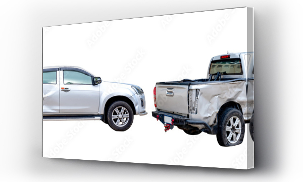 Wizualizacja Obrazu : #667680862 Set of Side view of gray or bronze pickup car get damaged by accident on the road. damaged cars after collision. isolated on transparent background, PNG File format