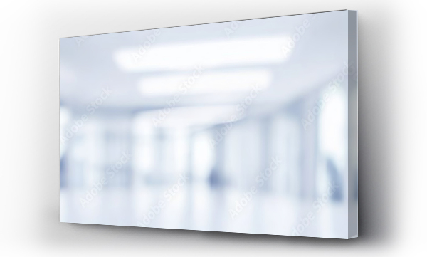 Wizualizacja Obrazu : #668080653 Beautiful light blue blurred background panoramic image of a spacious office or mall hallway.