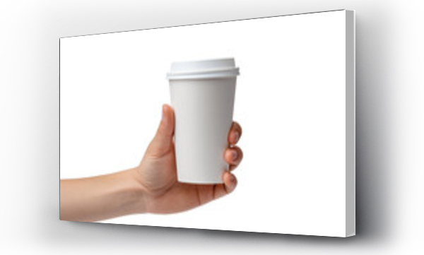 Wizualizacja Obrazu : #668200506 a hand holding a paper coffee cup isolated white background