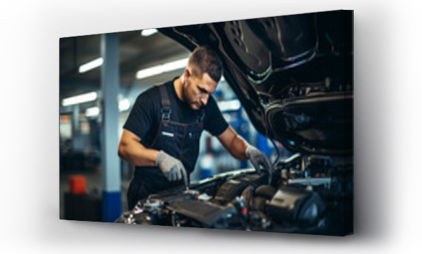 Wizualizacja Obrazu : #668311655 Attractive confident male auto mechanic working in Car Service