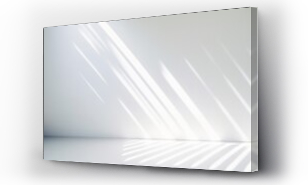 Wizualizacja Obrazu : #668653989 White room with diagonal white rays of sun, reflections and refractions, neutral white background