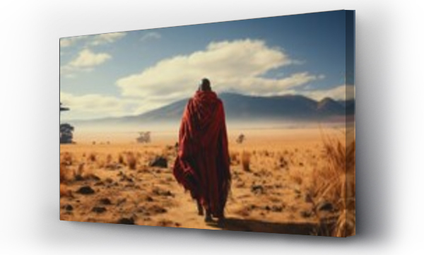 Wizualizacja Obrazu : #668656680 Maasai warrior standing proudly on the vast. Generative AI.