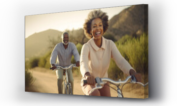 Wizualizacja Obrazu : #668925865 couple african american elderly a ride bike.smile couple exercise travel rest.