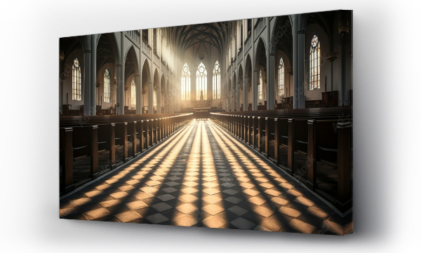 Wizualizacja Obrazu : #669328322 Classic modern church interior. Generative AI technology.