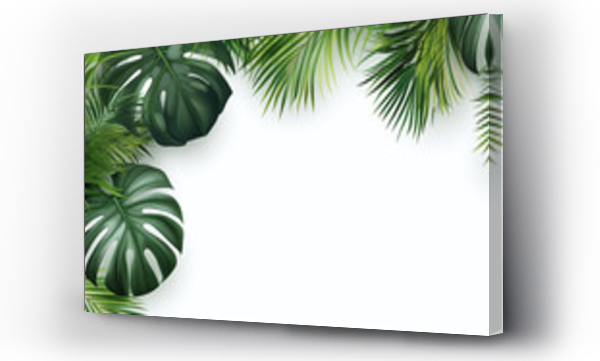 Wizualizacja Obrazu : #669585601 Tropical Leaves on White Background with Copy Space