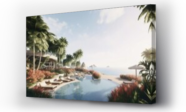 Wizualizacja Obrazu : #669606783 Luxurious beachfront resort swimming pool with tropical