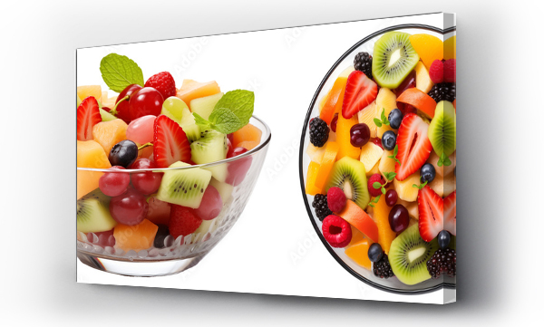 Wizualizacja Obrazu : #669923716 Bundle of two fruit salad bowls with mixed berries and fruits isolated on white background