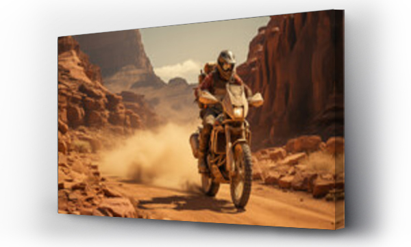 Wizualizacja Obrazu : #670430934 person riding a bike in the desert
