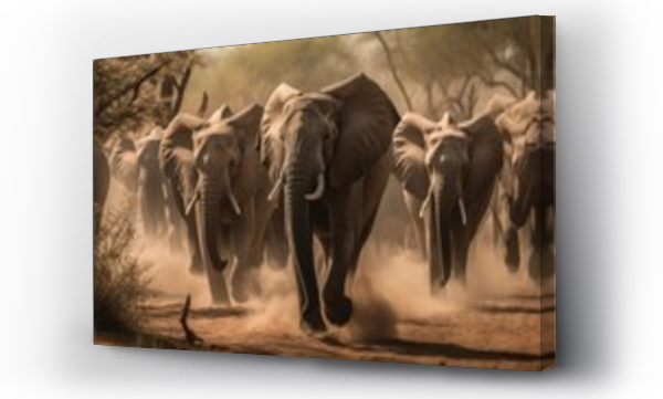 Wizualizacja Obrazu : #670549761 Elephants in wild nature. Wildlife Concept With Copy Space