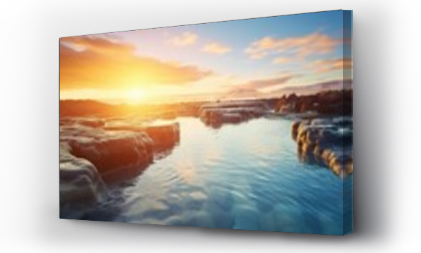 Wizualizacja Obrazu : #670716972 Beautiful landscape and sunset near hot spa in Iceland