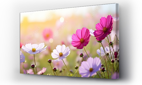 Wizualizacja Obrazu : #670874416 In the garden vibrant cosmos flowers are blossoming