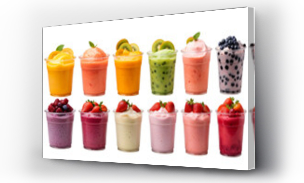 Wizualizacja Obrazu : #670876674 fruit smoothies isolated on transparent background, Generative Ai