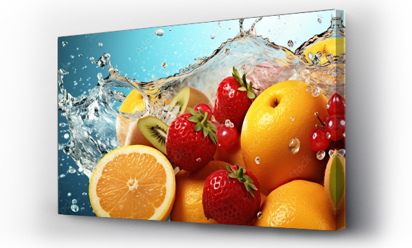 Wizualizacja Obrazu : #670975822 fresh fruits and water splash in the background