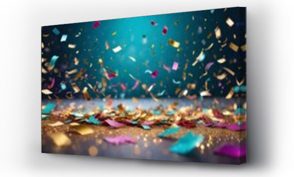 Wizualizacja Obrazu : #671077531 ???????????????????????????????????????????Merry Christmas. Happy New Year. Confetti. Colorful background with glittering lame. Generative AI