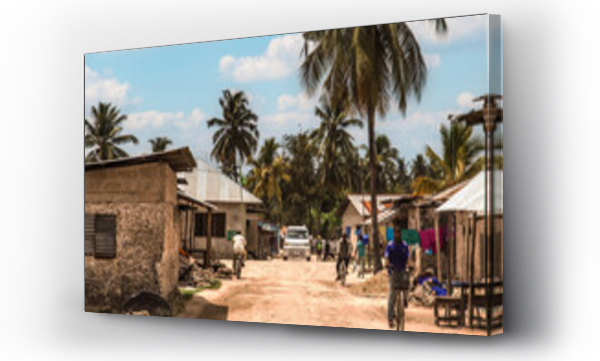 Wizualizacja Obrazu : #671137433 African road through village people going about business