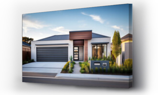 Wizualizacja Obrazu : #671144279 Exterior front facade of new modern Australian style home, residential architecture
