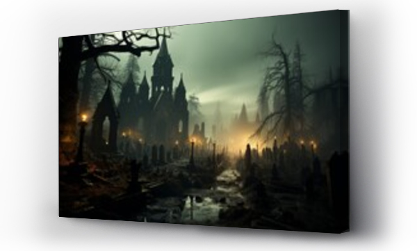 Wizualizacja Obrazu : #671370008 Dark Fantasy Western City, Dark Ambiance and landscape, Gothic Architecture