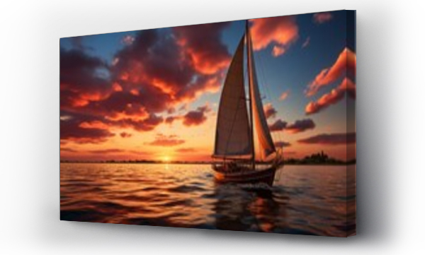 Wizualizacja Obrazu : #671404332 Yacht in the sea at sunset
