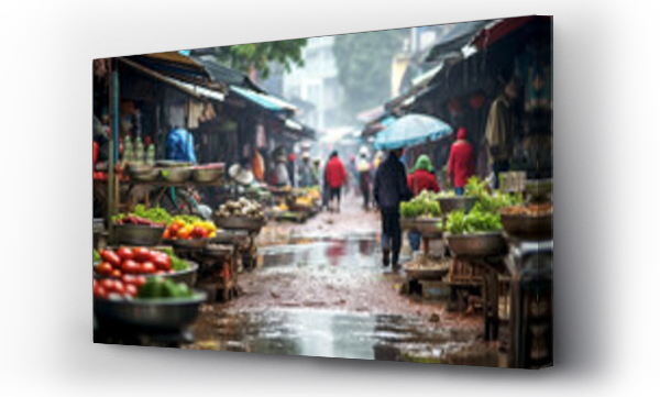 Wizualizacja Obrazu : #671474709 outdoor market in Vietnam on a rainy day