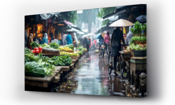 Wizualizacja Obrazu : #671474711 outdoor market in Vietnam on a rainy day