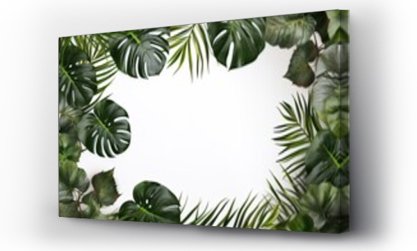 Wizualizacja Obrazu : #671669416 template floral picture frame of monstera tropical leaves on white background