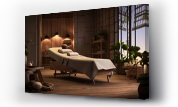 Wizualizacja Obrazu : #672057601 Stylish room interior with massage table in spa salon