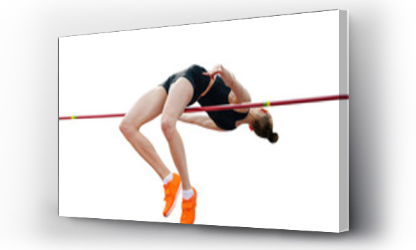 Wizualizacja Obrazu : #672156458 woman jumper high jump in summer athletics championships, isolated on transparent background