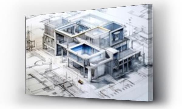 Wizualizacja Obrazu : #672386952 Engineer architect develops a layout of architecture
